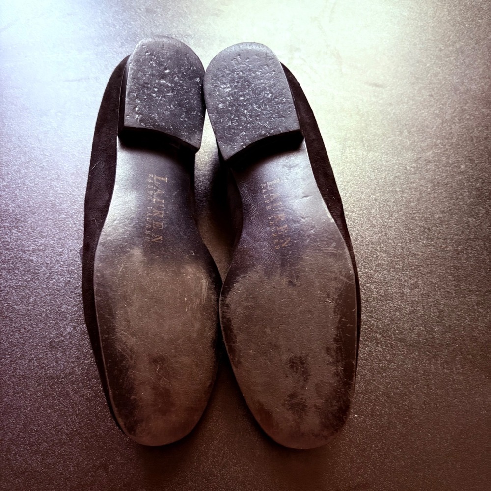 Lauren Ralph Lauren Monogrammed-Embroidered Black loafers slip on flats size 7 - Picture 3 of 7